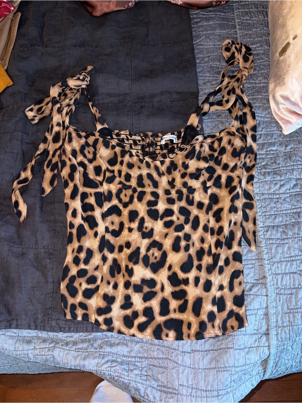 Reformation Leopard-Print Tie-Strap Camisole - Brown/Black